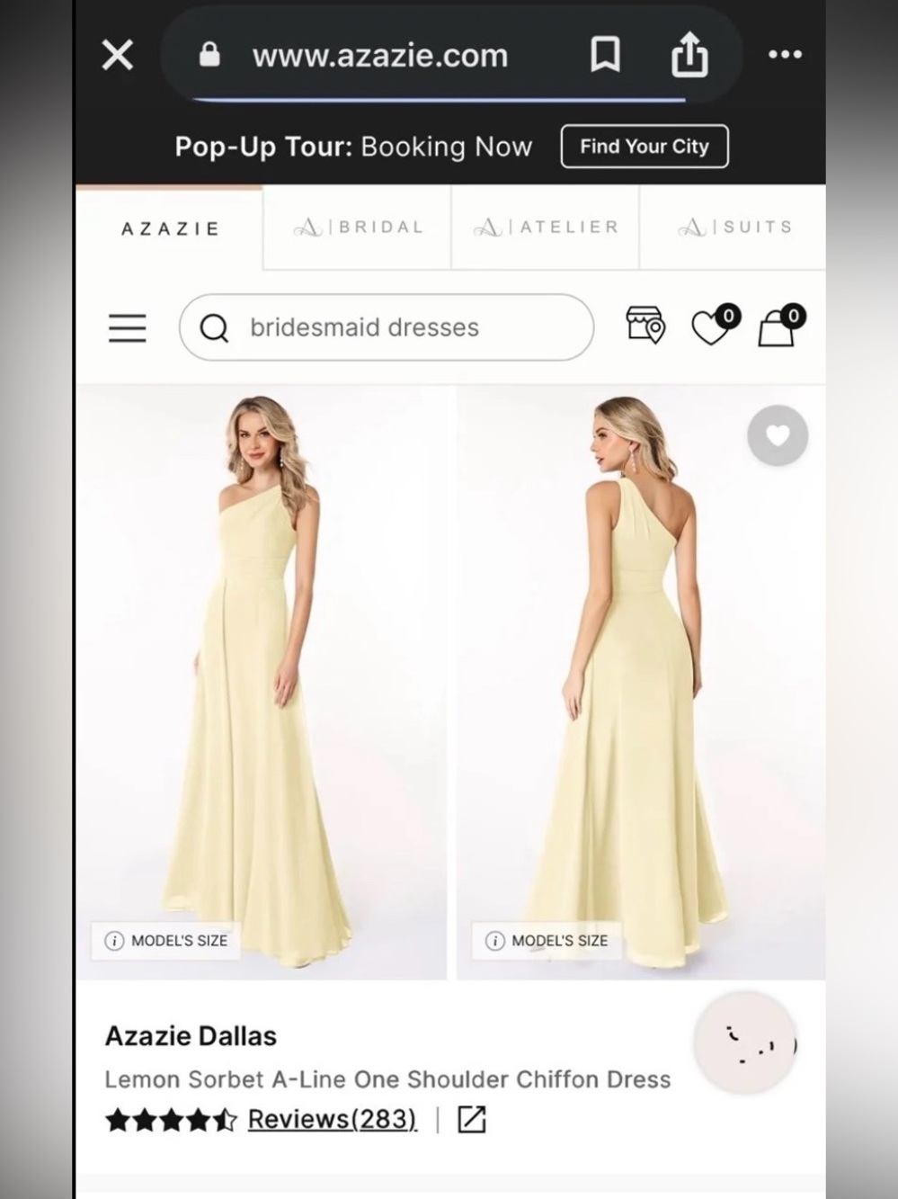 Brand New w Tags Beautiful Canary Yellow Azazie Bridesmaid Dress Dallas-8/ 3of3